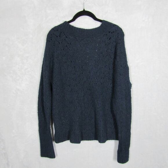 Ted Baker Sweater Womens Medium Blue Wool Blend V Neck Pullover Knit Long Sleeve - Picture 8 of 9